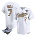 Los Angeles Dodgers #7 Blake Snell Player Gold HeidiMiller Collection Limited World Series Home Stitched Jerseys