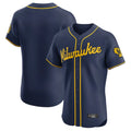Milwaukee Brewers Blank Player Navy HeidiMiller Home Limited Elite Stitched Jerseys