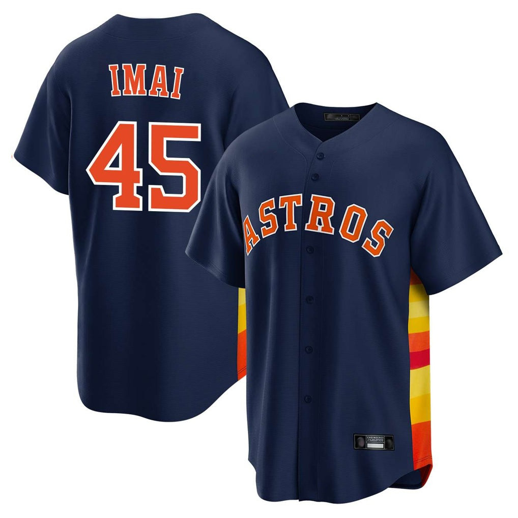 Houston Astros #45 Tatsuya Imai Player Navy HeidiMiller Home Game Stitched Jerseys