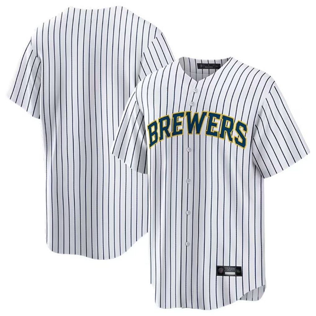 Milwaukee Brewers Blank Player White HeidiMiller Stripes Home Game Stitched Jerseys