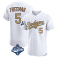Los Angeles Dodgers #5 Freddie Freeman Player White HeidiMiller Gold World Series Meet Limited Elite Home Stitched Jerseys