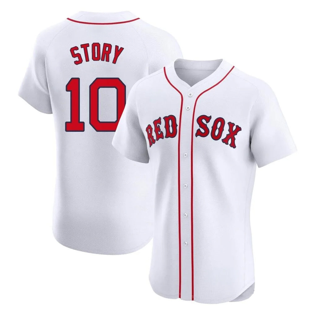 Boston Red Sox #10 Trevor Story Player White HeidiMiller Limited Elite Home Game Stitched Jerseys1