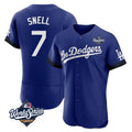 Los Angeles Dodgers #7 Blake Snell Player Royal HeidiMiller City Connect Elite World Series Home Stitched Jerseys