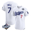 Los Angeles Dodgers #7 Blake Snell Player White HeidiMiller Limited Elite World Series Home Stitched Jerseys