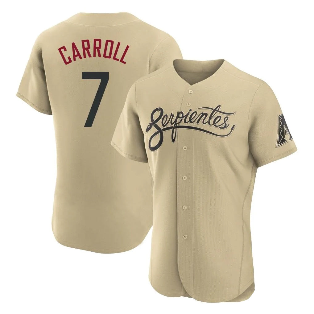 Arizona Diamondbacks #7 Corbin Carroll Player Tan HeidiMiller City Connect Limited Elite Home Game Stitched Jerseys