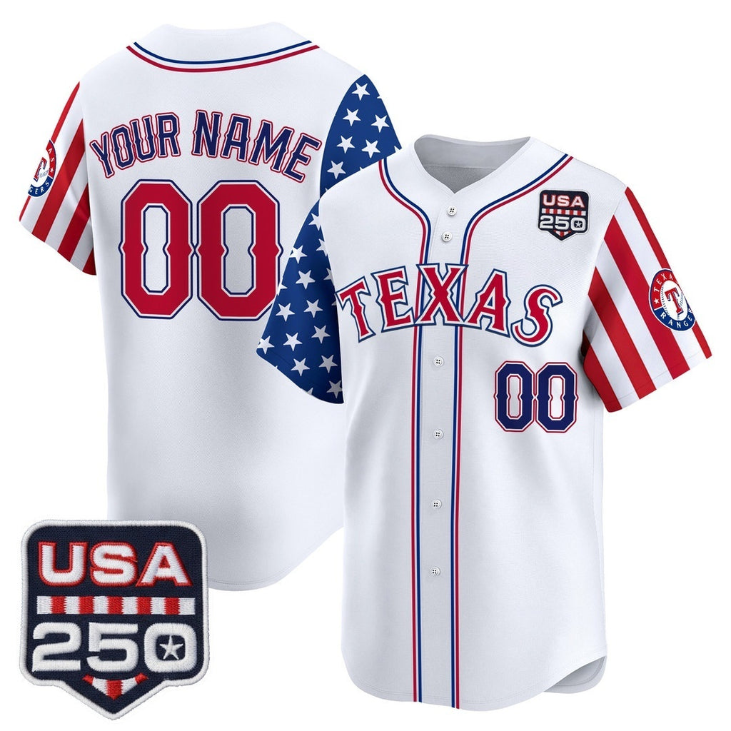 Custom Texas Rangers America 250 Edition Vapor Premier Limited White HeidiMiller Stitched Jerseys