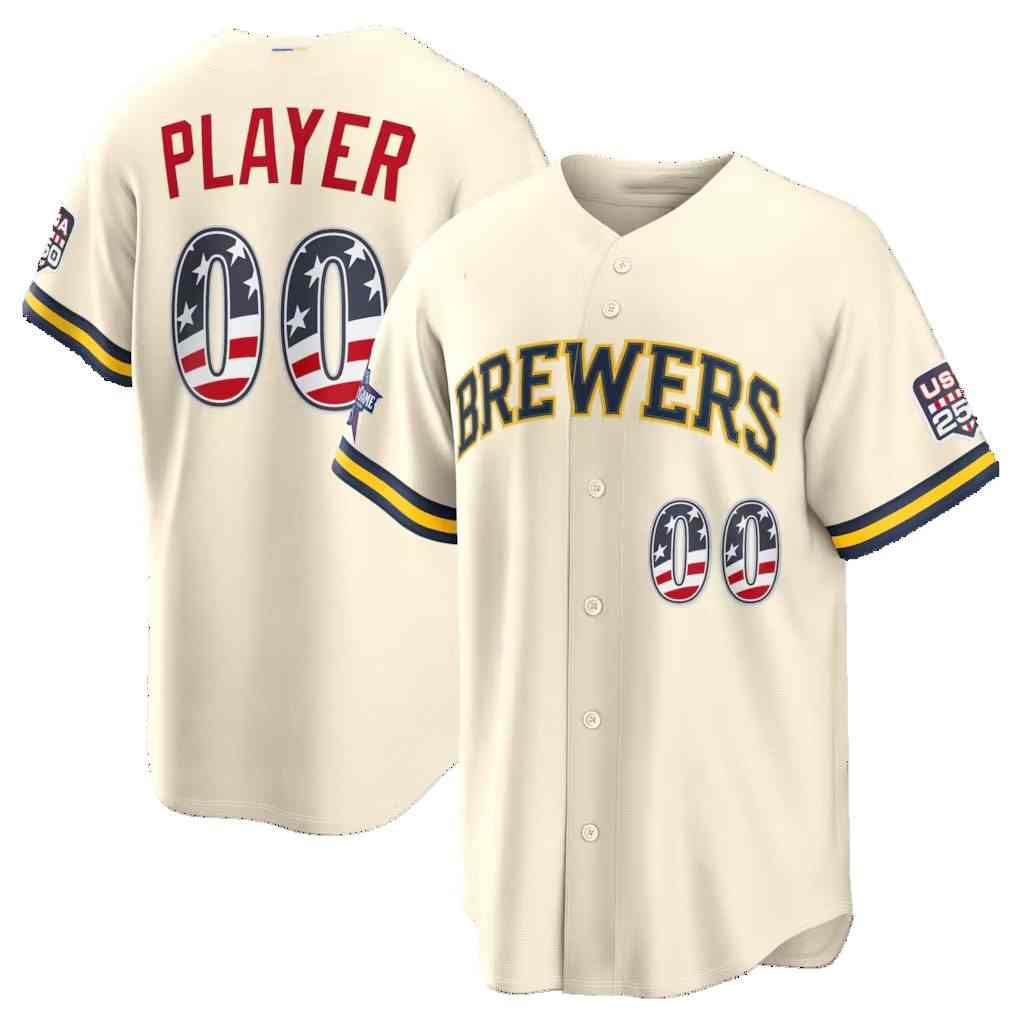Custom Milwaukee Brewers 2026 All-Star Edition Stars & Stripes Cream HeidiMiller Stadium Pick-A-Player Jersey