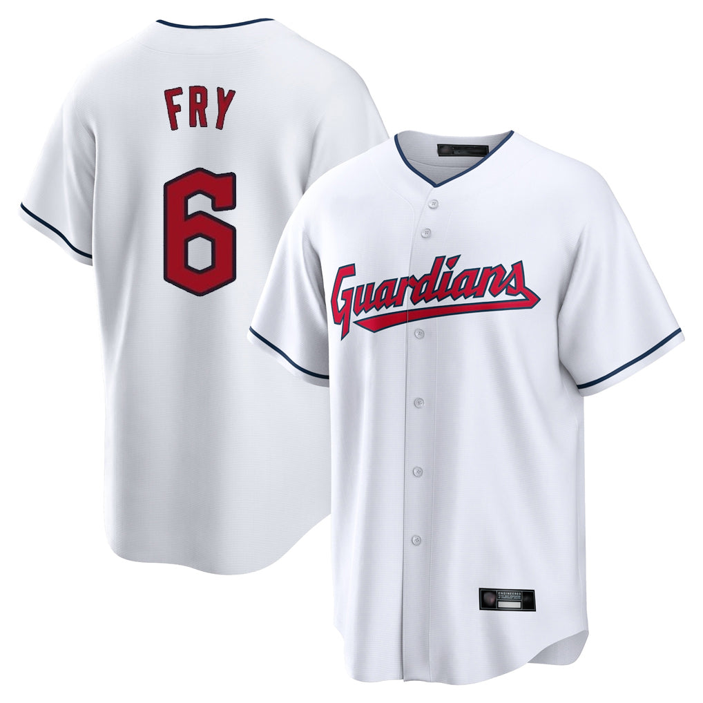 Cleveland Guardians #6 David Fry Player White HeidiMiller Home Game Stitched Jerseys