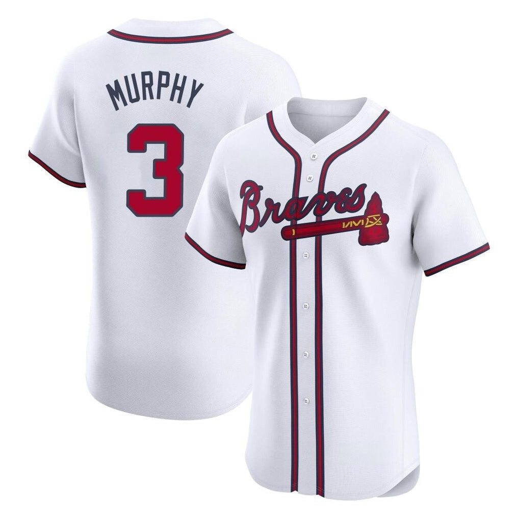 Atlanta Braves #3 Dale Murphy Player White HeidiMiller Limited Elite Home Game Stitched Jerseys