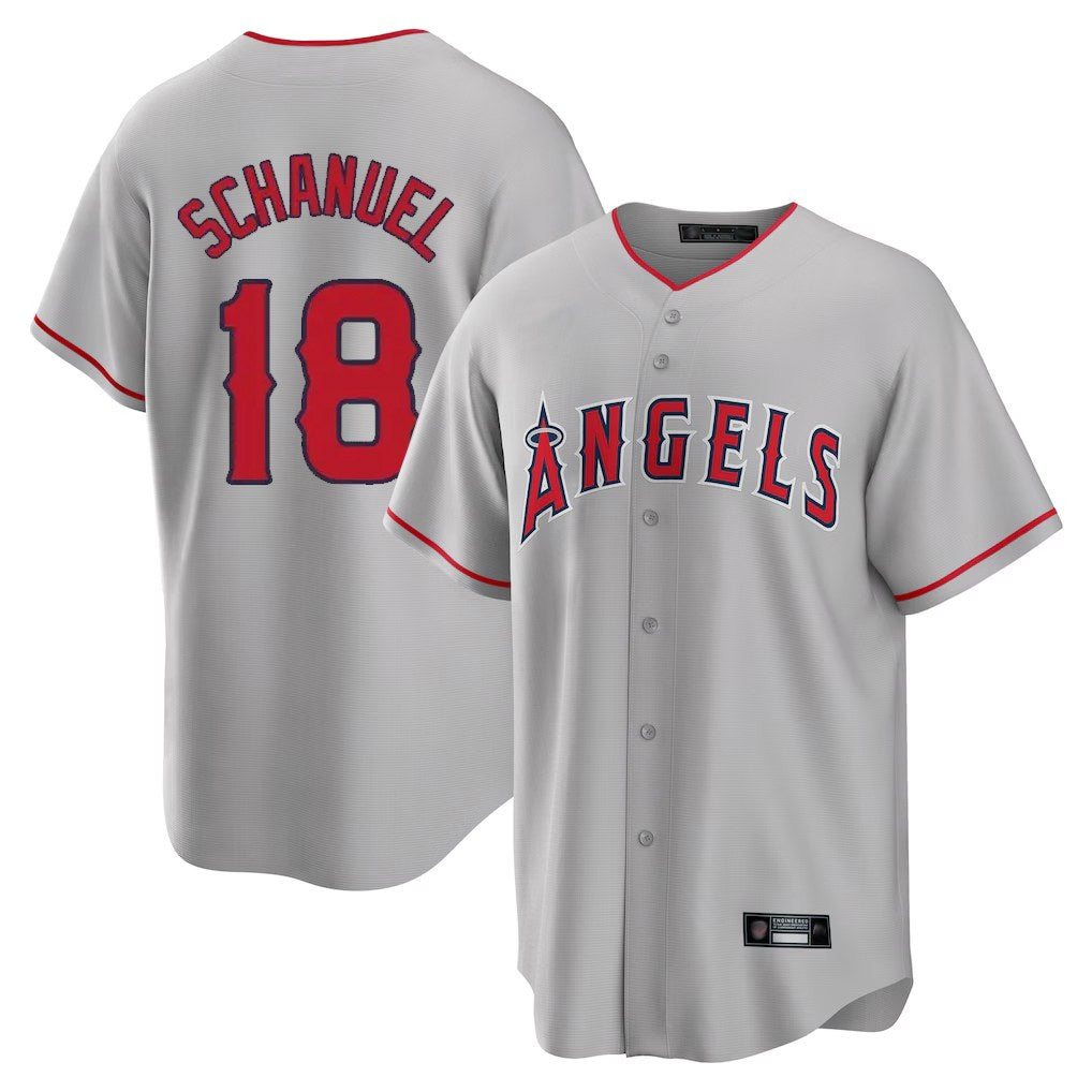 Los Angeles Angels #18 Nolan Schanuel Player Gray HeidiMiller Home Game Stitched Jerseys