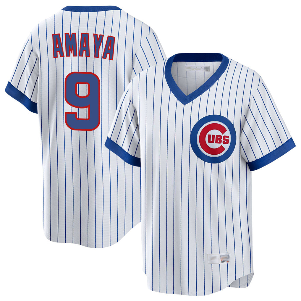 Chicago Cubs #9 Miguel Amaya Player White HeidiMiller T-shirt Cooperstown Collection Limited Stitched Jerseys