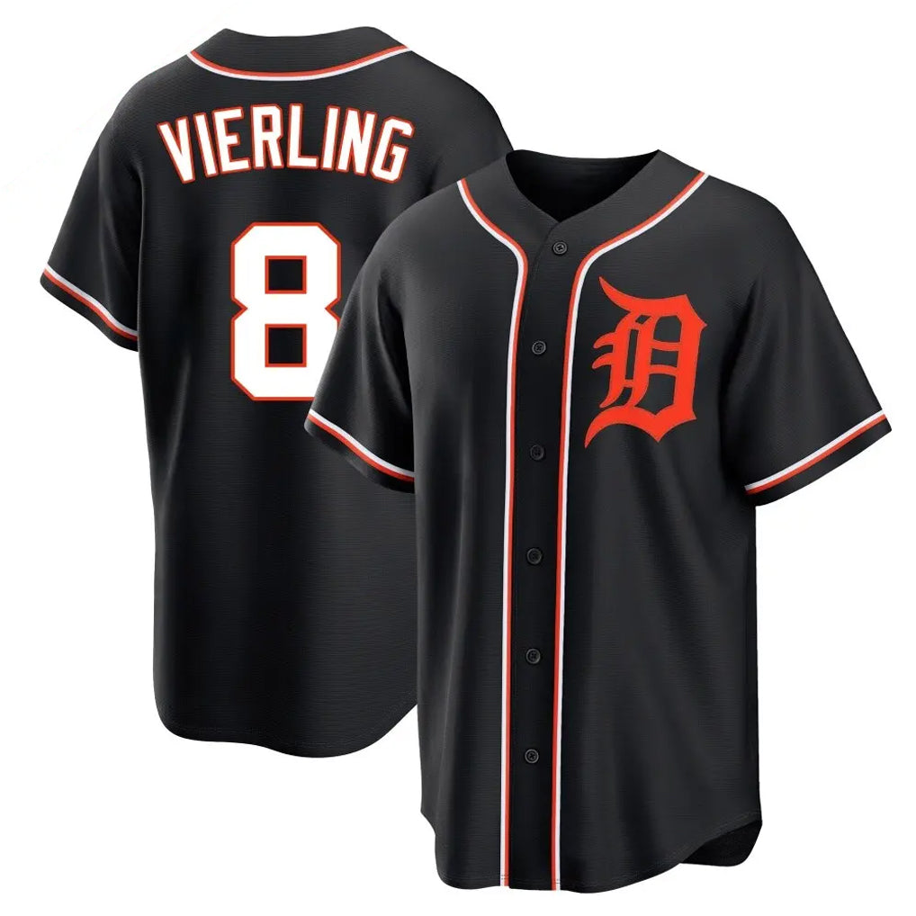 Detroit Tigers #8 Matt Vierling Player Black HeidiMiller Fashion Out Home Game Stitched Jerseys