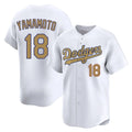 Los Angeles Dodgers #18 Yoshinobu Yamamoto Player White Gold HeidiMiller Collection Limited Home Stitched Jerseys