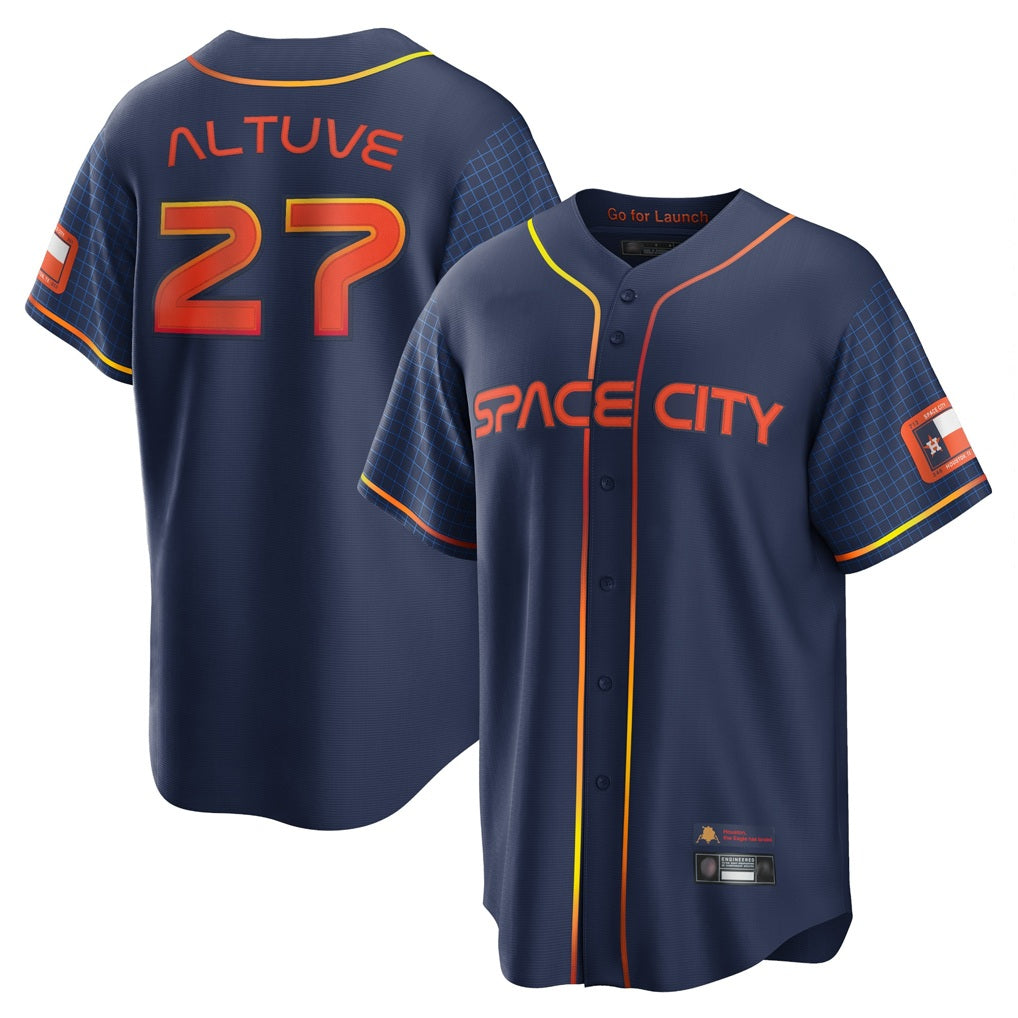 Houston Astros #27 Jose Altuve Player Navy HeidiMiller City Connect Home Game Stitched Jerseys