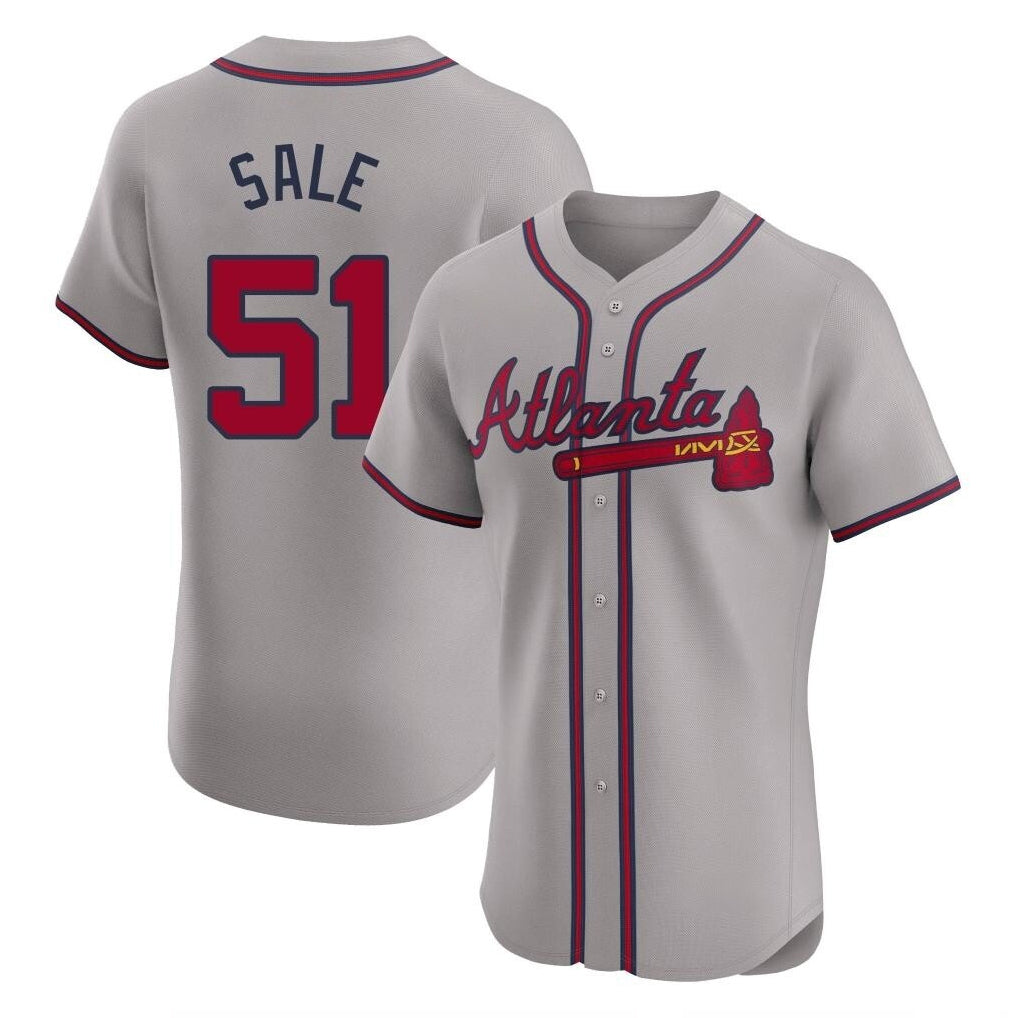 Atlanta Braves #51 Chris Sale Player Gray HeidiMiller Limited Elite Home Game Stitched Jerseys
