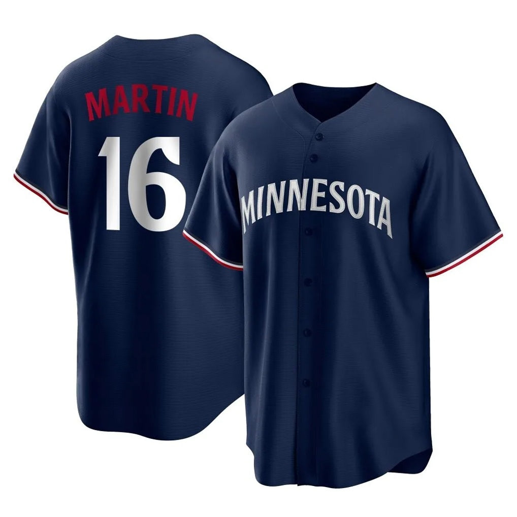 Minnesota Twins #16 Austin Martin Player Navy HeidiMiller Replica Alternate Home Stitched Jerseys