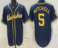 Milwaukee Brewers #5 Garrett Mitchell Navy Blue HeidiMiller Stitched Cool Base Jersey