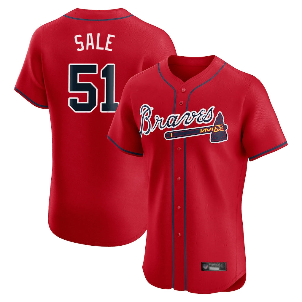 Atlanta Braves #51 Chris Sale Player Red HeidiMiller Limited Elite Home Game Stitched Jerseys