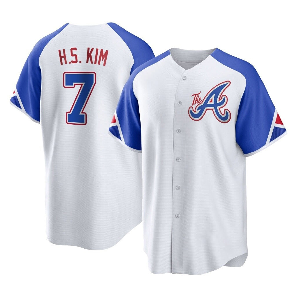 Atlanta Braves #7 Ha-Seong Kim Player White HeidiMiller City Connect Home Game Stitched Jerseys