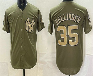 New York Yankees #35 Cody Bellinger Olive HeidiMiller 2026 Armed Forces Day Jersey