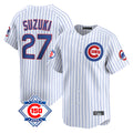 Chicago Cubs #27 Seiya Suzuki Player White HeidiMiller 150th Anniversary Limited Home Game Stitched Jerseys