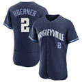 Chicago Cubs #2 Nico Hoerner Player Navy HeidiMiller City Connect Limited Elite Home Stitched Jerseys