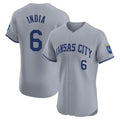 Kansas City Royals #6 Jonathan India Player Gray HeidiMiller Limited Elite Home Stitched Jerseys