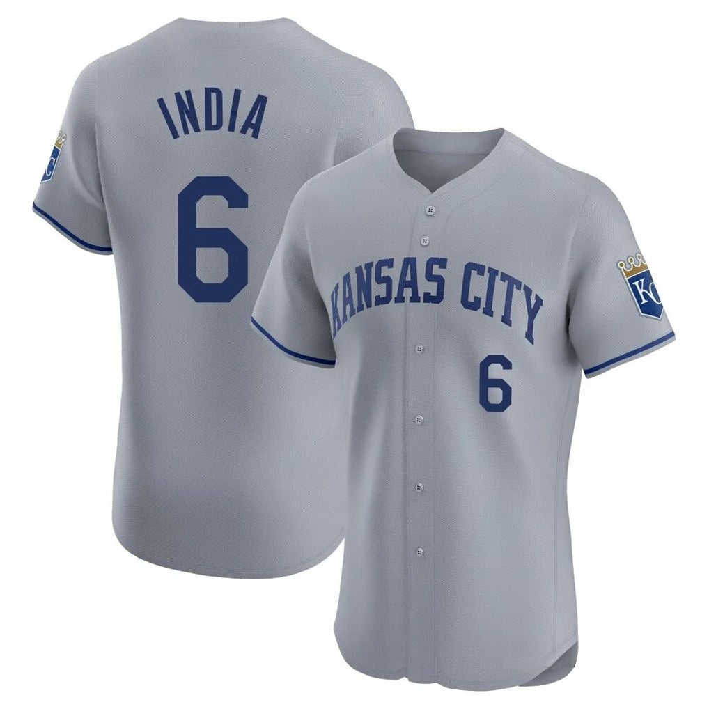 Kansas City Royals #6 Jonathan India Player Gray HeidiMiller Limited Elite Home Stitched Jerseys