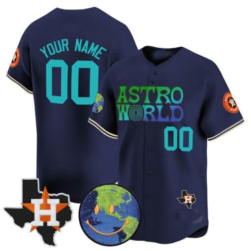 Custom Houston Astros Cactus Jack Astro World Vapor Premier Limited Jersey ¨C Navy HeidiMiller