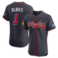 Atlanta Braves #1 Ozzie Albies Player Navy HeidiMiller 2025 Speedway Classic Limited Elite Home Game Stitched Jerseys
