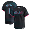 Miami Marlins #1 Connor Norby Player Black HeidiMiller City Connect Home Limited Stitched Jerseys
