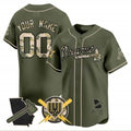 Custom Atlanta Braves Armed Forces Day Vapor Premier Limited Jersey ¨CGreen HeidiMiller