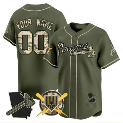 Custom Atlanta Braves Armed Forces Day Vapor Premier Limited Jersey ¨CGreen HeidiMiller