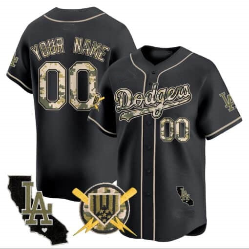 Custom Los Angeles Dodgers Armed Forces Day Vapor Premier Limited Jersey ¨C Black HeidiMiller