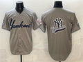 New York Yankees Team Big Logo Grey HeidiMiller With Patch Limited Stitched Jersey