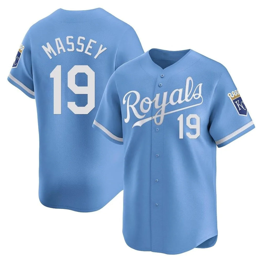 Kansas City Royals #19 Michael Massey Player Light Blue HeidiMiller Alt Limited Home Stitched Jerseys