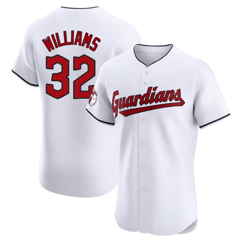 Cleveland Guardians #32 Gavin Williams Player White HeidiMiller Limited Elite Home Stitched Jerseys