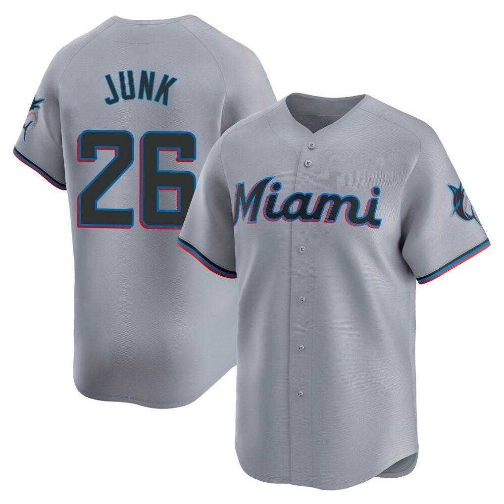 Miami Marlins #26 Janson Junk Player Gray HeidiMiller Home Limited Stitched Jerseys