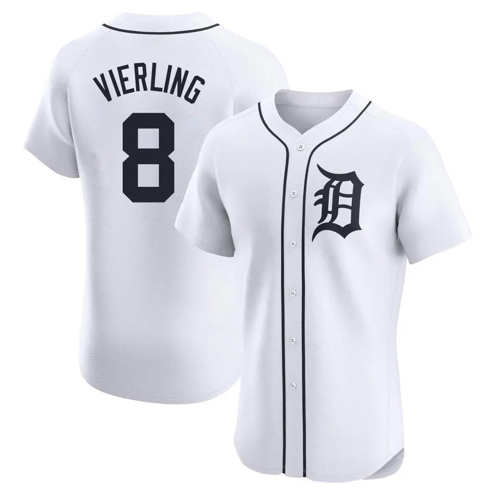 Detroit Tigers #8 Matt Vierling Player White HeidiMiller Limited Elite Home Stitched Jerseys