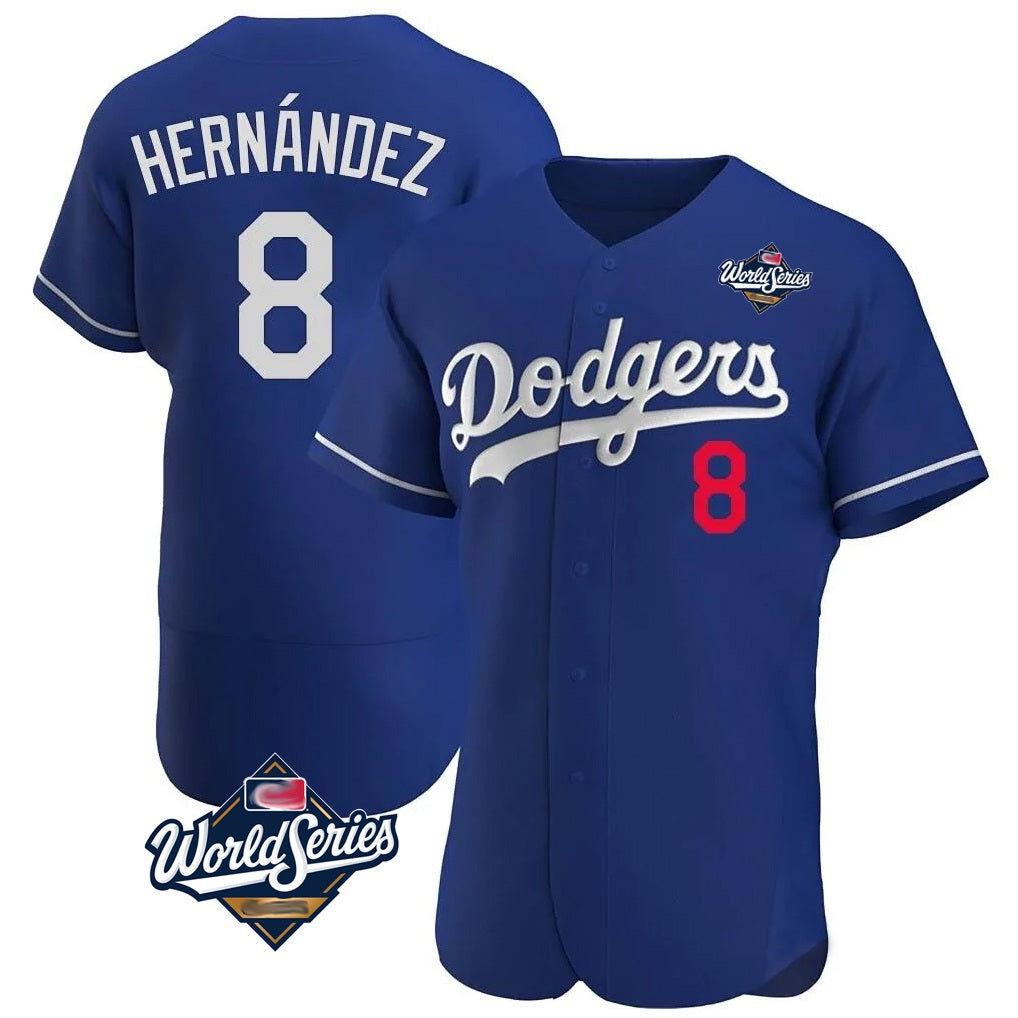 Los Angeles Dodgers #8 Enrique Hern¨¢ndez Player Royal HeidiMiller World Series Limited Elite Home Stitched Jerseys