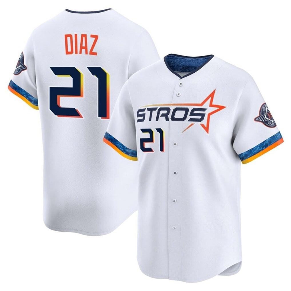 Houston Astros #21 Yainer Diaz Player White HeidiMiller City Connect Limited Home Stitched Jerseys
