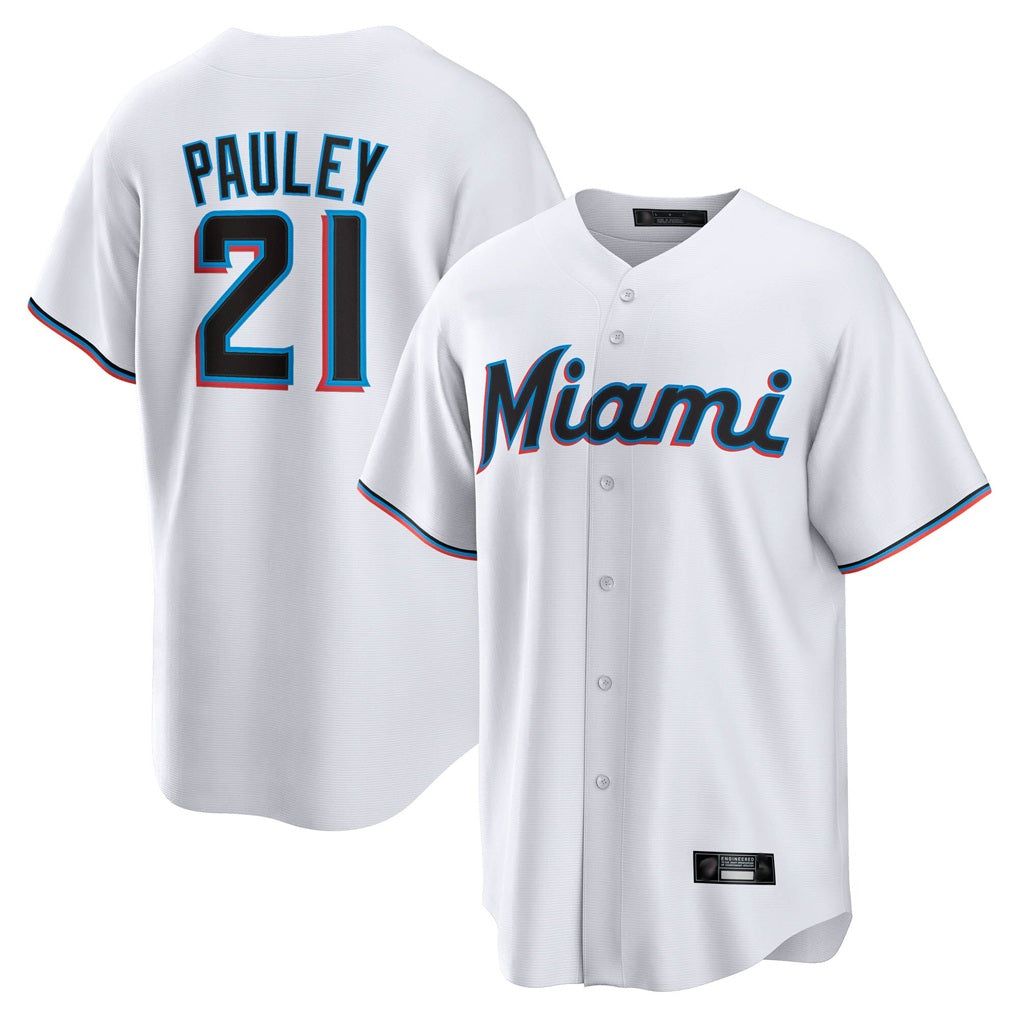 Miami Marlins #21 Graham Pauley Player White HeidiMiller Home Game Stitched Jerseys