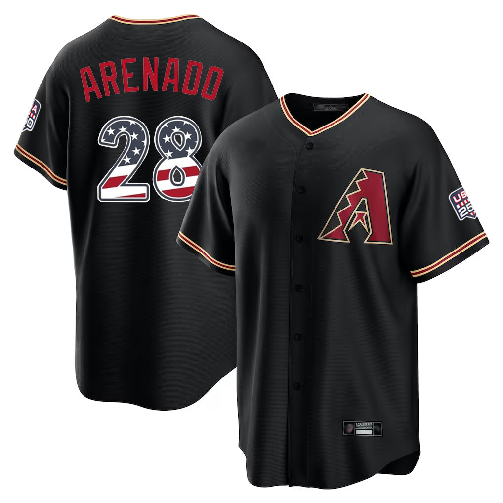 Arizona Diamondbacks #28 Nolan Arenado Player Black HeidiMiller USA 250 Fourth of July Game Home Stitched Jerseys