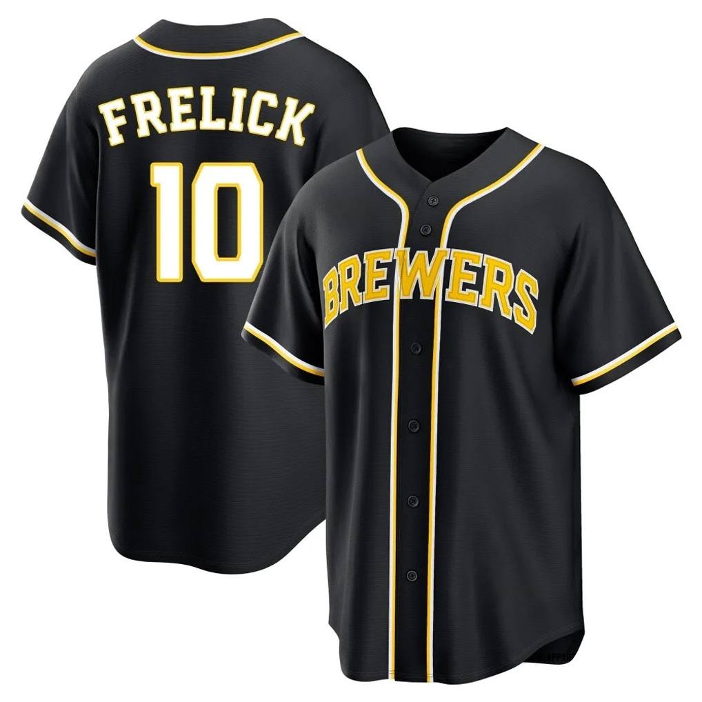 Milwaukee Brewers #10 Sal Frelick Player Black HeidiMiller Fashion Out Home Game Stitched Jerseys