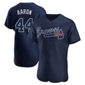 Atlanta Braves #44 Hank Aaron Player Navy HeidiMiller Alternate Limited Elite Home Game Stitched Jerseys