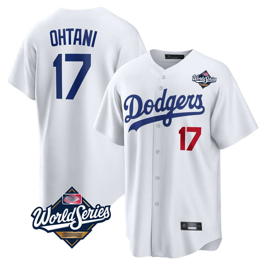 Los Angeles Dodgers #17 Shohei Ohtani Player White HeidiMiller World Series Home Game Stitched Jerseys