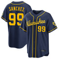 Milwaukee Brewers #99 Gary Sanchez Player Navy HeidiMiller Home Stadium Game Stitched Jerseys