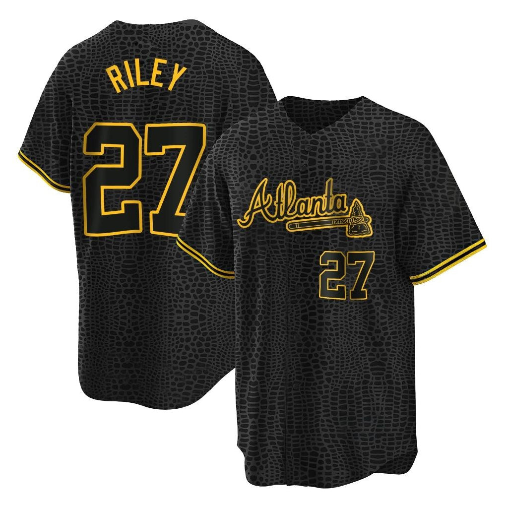 Atlanta Braves #27 Austin Riley Player Black HeidiMiller Snake Skin City Home Game Stitched Jerseys