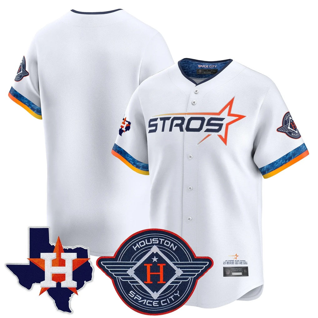 Houston Astros Blank Player White HeidiMiller City Connect Texas Patch Vapor Premier Limited Home Stitched Jerseys
