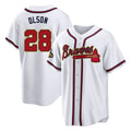 Atlanta Braves #28 Matt Olson Player White Gold HeidiMiller Home Game Stitched Jerseys